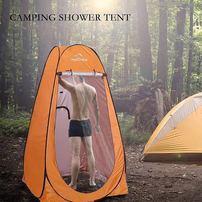 Your Choice Pop Up Privacy Shower Tent, 3.9 x 3.9 x 6.2FT Portable Camping Changing Room, Instant Setup Outdoor Shelter with Silver Coating, Vent Window & Carry Bag for Beach, Hiking & RV | Portable, for Camping, Beach, Hiking, with Carry Bag, Quick Setup