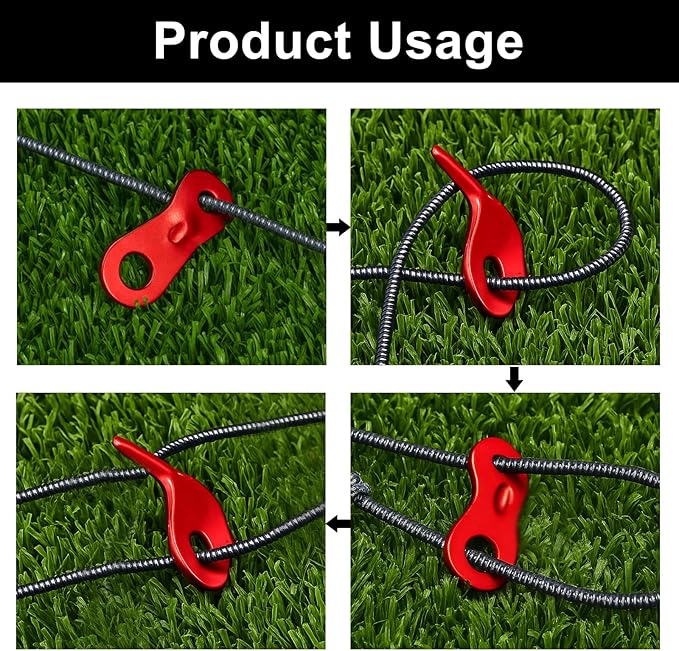 BokWin 20 Packs Tent Tensioners, Guyline Cord Adjusters & Wind Rope Buckles - Aluminum Alloy Camping Accessories for Secure Shelter Setup - Strong Outdoor Gear for Camping, Hiking, Backpacking - Red