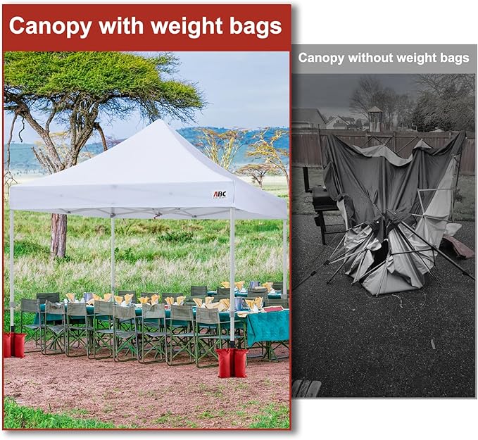 ABCCANOPY Canopy Weights 120 LBS Tent Sand Bags,4-Pack Red (Without Sand)