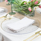PARTY BARGAINS 13-Inch Charger Plates - 96 Pack, Hammered Clear Gold Rim, Heavy-Duty Disposable Chargers for Elegant Dining - Ideal for Weddings and Formal Events