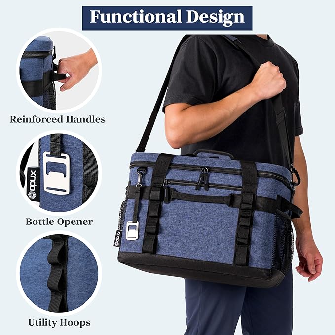 OPUX Cooler Bag, 48/60 Cans Insulated Soft Collapsible Portable Cooler, Soft Sided Leakproof Cooler for Beach Camping with Shoulder Strap, Ice Chest for Travel Road Trip Picnic