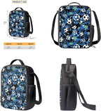 Rnyleeg Soccer Backpack for Boys 6-8 with Lunch Box Novelty Blue Camo Kids Backpack Set Large Capacity Bookbag Set of 3 for Primary School Back to School Supplies