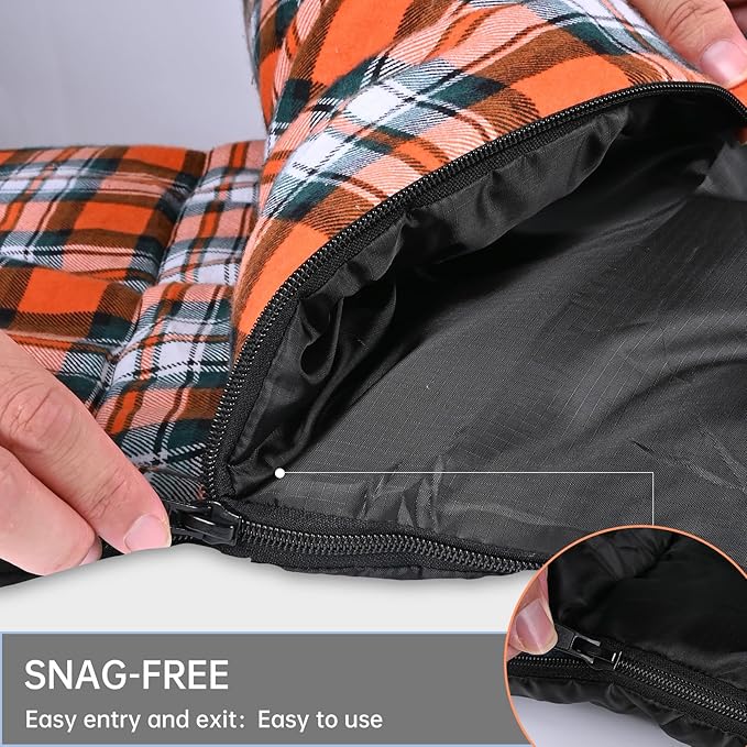 Double Sleeping Bag Cotton Flannel for Camping, Backpacking Or Hiking. Queen Size 2 Person Waterproof Sleeping Bag for Adults Or Teens. Lightweight with Compression Sack