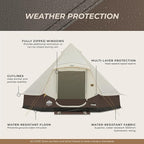 CORE 6 Person Bell Tent with LED Lights | Spacious Family Lighted Tent with Carry Bag for Camping, Glamping, and Backyard Adventures