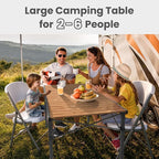 46.4" Large Folding Camping Table for 2-6 People - Heavy Duty Camp Table Foldable with Aluminum Roll-Up Top & Carry Bag - 220lbs Capacity, Portable for BBQ, Tailgating, Backyard (Natural)