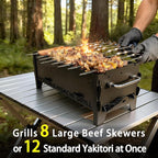 IRONMAX Portable Folding Hibachi Grill, Heavy Duty Charcoal & Wood-Burning Campfire Grill for Outdoor Cooking, Camping Yakitori, Patio & Backyard - 16" x 7.5" x 6.5"