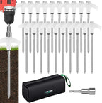 8" Heavy Duty Screw in Tent Stakes, Metal Camping Stakes, Drill-In Ground Anchor, Threaded Stakes for Canopies, Gardening, Yard Inflatables, with Hex Socket and Storage Bag (12, Luminous)
