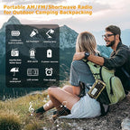12000mAh/44400mWh Weather Radio, Hand Crank Emergency Radio Portable AM FM Shortwave, Solar Rechargeable Battery Powered Radio with NOAA Alert, USB-C Charger & Adapter, SOS Flashlight for Emergency