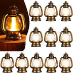 Ferraycle 12 Pcs Mini Lantern Decor 4 Inch Western Lantern Table Centerpiece Small Vintage Camping Hanging Lamp Ornaments Bulk for Cowboy Cowgirl Wedding Halloween Christmas (4 Inch,Retro Gold)