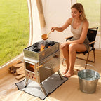 Upgraded Wood Burning Sauna Hot Tent Stove, 2 in 1 Tent Wood Burning Stove with Chimney Pipe for Outdoor Camping Heating, Camping, Hunting, Heating, Cooking, Ice Fishing, Boiling Water
