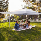 Outvita 10x10ft Ez Pop Up Canopy, Portable Instant Canopy Tent with 2pcs SideWalls and 4pcs Camping Upright Poles for Outdoor Events, Party, Wedding, Birthday,Graduation White