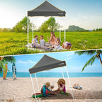 Hoteel 6.6 x 6.6 Pop up Canopy,Easy Up Heavy Duty Canopy with 4 Sidewalls,Upgrade Hexagonal Tube UPF50+ 1500mm Waterproof,Outdoor Canopy Tent with Carry Bag for Commercial Events,Beach,Camping,Grey