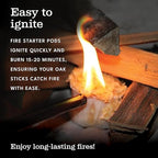 Superior Trading Natural Oak Mini Fire Stick w/Fire Starter Pods, Fireplaces, Wood Stove, Pizza Oven, Campfire, Fire Starter Kit, USDA Certified Kiln, USA Made, 30 Lbs