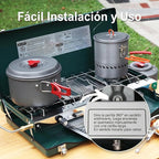 Camping Stove, 3 Burners Propane Portable Camp Stove with Regulator, Push-Button Instant Ignition, Adjustable Burners & Wind Guards for Car BBQ Picnics Outdoor Cooking (GREEN-20400 BTUs)