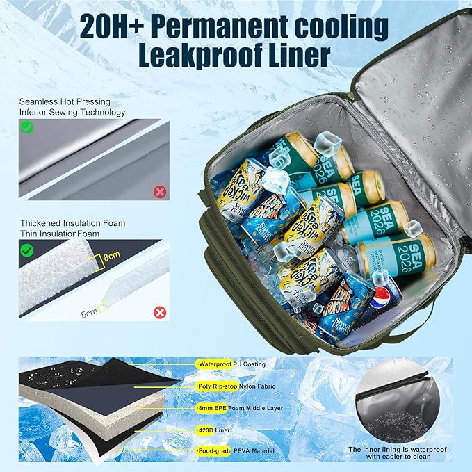 Backpack Cooler Insulated Leak Proof for Men Wowen 36 Cans Soft Cooler Backpack Insulated Waterproof Large Capacity Coolers Bag Portable for Lunch Camping Travel Picnic Hiking