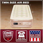 Pittman Outdoors - Tan 18" Luxury Double High Twin Air Mattress with Built in Pump - Premium Comfort Twin Size Blow up Mattress - 300lb Capacity - Ideal for Home Visits, Guests, Travel or Camping