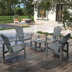 Stackable Adirondack Chair Set of 8, HDPE All-Weather Adirondack Chairs - Durable and Space Saving, Plastic Outdoor Fire Pit Chairs with Cup Holder,Grey