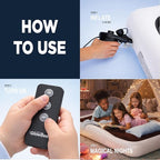 The Shrunks Inflatable Travel Bed with LED & Remote – Portable Kids Air Mattress for Travel, Camping & Sleepovers – Blow Up Bed with Glowing Halo Designed for Balance – Twin Size