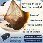 Handwoven Hanging Chair by Yellow Leaf Hammocks - Fits 1 Person, 330lb Max - Kick Back for Full-Body Recline - Weathersafe, Ultra Soft, Hang Anywhere - Color: Natural Khaki