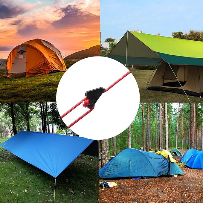 10 PCS Guyline Tents Cord Buckle Nylon Mini Outdoor Triangle Rope Adjuster Black Line Lock Tent Tensioners