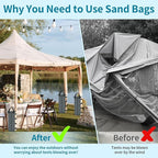 4 Sand Bags for Weight, Heavy Duty Sandbags for Canopy Legs, Extra Large Pop Up Tent Weights, Canopy Weight Bags for Gazebo, Outdoor Sun Shelter, Umbrella - Gray, 6"×20", Without Sand