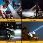 Lokilo Ultra-Bright LED Headlamp,High Lumen Rechargeable and Waterproof Headlight with Adjustable Headband for Night Work and Outdoor Use (Silver-Yellow Light)