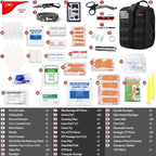 I GO Survival First Aid Kit, 251 Pieces Compact Tactical Trauma First Aid Bag, Molle Compatible Emergency Pouch for Outdoor Camping Hiking Backpacking and Travel
