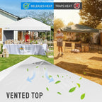 CROWN SHADES 12x12 Pop Up Canopy Tent Instant Commercial with 150D Silver Coated Fabric Including 1 Removable Sidewall, 4 Ropes, 8 Stakes, Weight Bags, STO 'N Go Bag, White