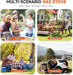 High Pressure Propane Stove, 2 Burner Outdoor Propane Burner with Windscreen ＆ Side Shelves, 150,000 BTU Gas Stove with 0-20 PSI Regulator for Camping, Backyard, Picnic, Outdoor Cooking