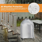iCOVER Grill Cover for Weber 22 Inch Charcoal Kettle- Heavy Duty Waterproof BBQ Cover for Weber Char-Broil 22 Inch Charcoal Kettle Grills, Silver