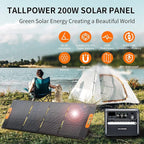 200W Solar Panel, High Efficiency Portable Solar Charger with Kickstand, MC4 Output,3-in-1 DC Connector, IP65 Waterproof for Portable Power Stations,Outdoor Camping, RV, Van, Emergency