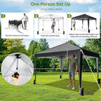 10x10 Pop Up Canopy with Sidewalls, Outdoor Instant Canopy Tent with Carry Bag for Commercial Events, Camping, Backyard Parties - Black