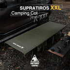 ONETIGRIS SUPRATIROS Extra Large Camping Cot, Height Adjustable Oversized Sleeping Cot with Extending Legs for Camping, Car Trips, Truck, Beach, Office Nap, Sturdy Supports Up to 400lbs (Ranger Green)