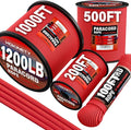 1200 Paracord Rope - 4.4mm 14 Strand Nylon Parachute Spool para Cord Lanyard for Outdoor Camping Survival Utility Tent Crafting DIY Projects Fishing Clothsline Bracelet - Red 200FT