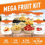 Emergency Essentials MEGA Fruit Kit | Freeze Dried & Dehydrated Fruit Variety | 119 Servings | Up To 30 Year Shelf Life | Apples, Strawberries, Blueberries, Peaches, Bananas, Pineapple