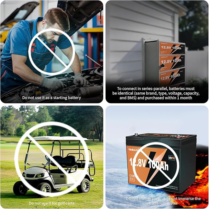 2 Pack 12V 100Ah LiFePO4 Lithium Battery Buit in 100A BMS 1.28kWh Up to 6000 Deep Cycle Rechargeable Lithium Iron Phosphate Battery Perfect for RV Trolling Motor Fish finder Marine
