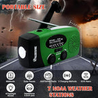 Solar Emergency Hand Crank Weather Radio, Portable Self Powered NOAA AM/FM Radios with SOS Alarm LED Flashlight 5000mAh Smart Phone USB Charger for Camping (Green)