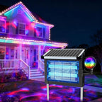 Solar Bug Zapper Outdoor with Projector Lights, Mosquito Zapper Waterproof Electric Fly Zapper Rechargeable with 10W Solar Panel, 4500V Cordless Fly Trap for Backyard, Patio, Garden, Camping