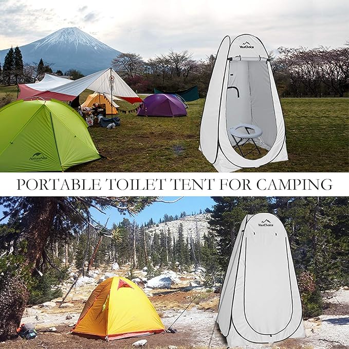 Your Choice Pop Up Privacy Shower Tent, 3.9 x 3.9 x 6.2FT Portable Camping Changing Room, Instant Setup Outdoor Shelter with Silver Coating, Vent Window & Carry Bag for Beach, Hiking & RV | Portable, for Camping, Beach, Hiking, with Carry Bag, Quick Setup