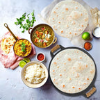 Bekith 12-Inch Cast Iron Pan with Taco Holders, Cast Iron Griddle with Dual Handle, Baking Pan for Pizza, Tortillas, Crepe, Dosa, Use in the Oven, on the Stove, on the Grill, or Over a Campfire