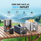 150W Portable Power Station, 155.4Wh Portable Laptop Charger with AC Outlet, DC/USB-C Port, Battery Backup Power Supply for Outdoor Camping Home Outage