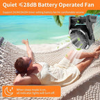 20000mAh Cordless Fan Emergency Portable Rechargeable Fan & Light for Power Outage, Car Defrosting, Indoor - Battery Operated Fan with 270° Pivot, USB, Hook & LED, Portable Camping X26 Black