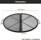 Lineslife 36 Inch X-Marks Fire Pit Cooking Grill Grates Portable, Heavy Duty Folding Round Campfire Grill Grate, Firepit Grill Grate with Handles for Outdoor BBQ Picnic, Black