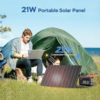 POWSTREAM 21W-Portable-Solar-Panel-Power-Charger Camping 88.8Wh Solar Generator with AC Output and Solar Panel High Efficiency Battery Supply for iPhone,iPad,Outdoor Adventures Home Blackout