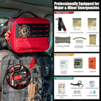 RHINO RESCUE Vehicle IFAK Trauma Kit with C-A-T Tourniquet, Tactical First Aid Kit Molle Pouch Red
