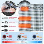 Sportneer Heated Sleeping Bag with 5 Heating Zones, Warm Flannel Cold Weather Sleeping Bag for Adults, 3 Heat Levels USB Powered (Power Bank Not Included), Winter Camping & Outdoor Hiking