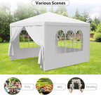 Smartxchoices 10' X 10' Outdoor White Waterproof Gazebo Canopy Tent with Removable Sidewalls Windows Heavy Duty Tent for Party Wedding Events Beach BBQ