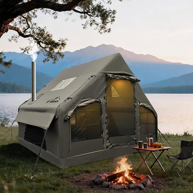 NANJEEN® | Large Luxury Inflatable Camping Tent,Wind & Rain Resistant,12㎡ Interior,2-10 Person Shelter,8 Minutes Fast Setup with Hand Pump,All-Season Ready,Dual Doors,Mosquito-Proof Mesh Windows