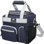MIER Large Lunch Box for Men Women Adult Insulated Soft Sided Cooler 24 Can Leakproof Lunch Bag Collapsible for Work Travel Camping Beach, 15L (Blue-No Luggage Strap)
