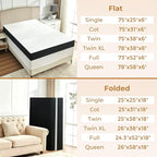 6 Inch Trifold Mattress, Twin Size Foldable Memory Foam Mattress with Viscose Derived from Bamboo Washable Cover, Portable Folding Mattress Topper for Camping, Guest, RV, Ventilated